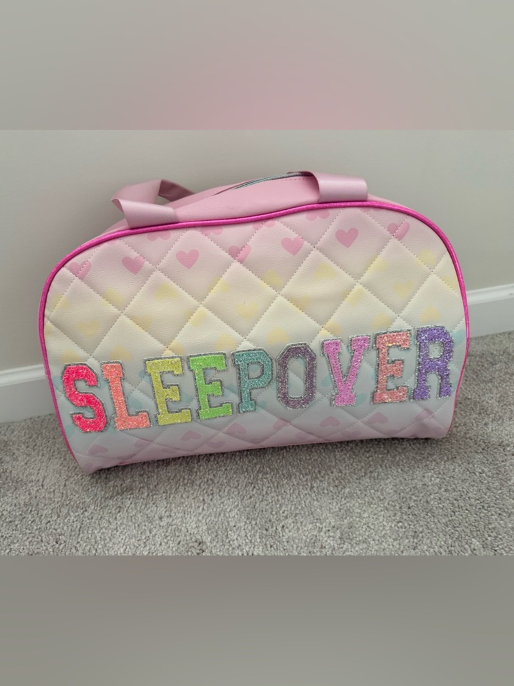 Miss Gwen’s OMG accessories  Sleepover Quilted Tote Bag in Pastel Pink